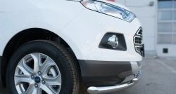 17 699 р. Защита переднего бампера (2 трубыØ63 и 42 мм, нержавейка) SLITKOFF  Ford EcoSport (2013-2019) дорестайлинг  с доставкой в г. Воронеж. Увеличить фотографию 2