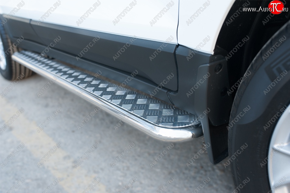 22 999 р. Широкая защита порогов с трубой d42 мм SLITKOFF v2  Ford EcoSport (2013-2019) дорестайлинг  с доставкой в г. Воронеж
