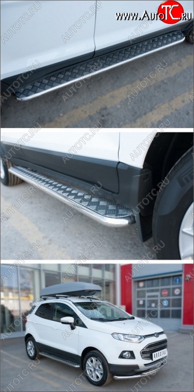 35 549 р. Широкая защита порогов с трубой d42 мм SLITKOFF v3  Ford EcoSport (2013-2019) дорестайлинг  с доставкой в г. Воронеж