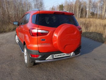 Защита заднего бампера (овальная) ТСС (нержавейка d75х42 мм) Ford EcoSport B515 рестайлинг (2017-2019)