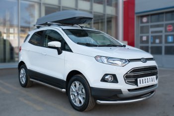 18 799 р. Защита порогов (труба D63 мм) SLITKOFF  Ford EcoSport (2013-2019) дорестайлинг (Защита порогов с заглушками на торцах (вариант 2))  с доставкой в г. Воронеж. Увеличить фотографию 3