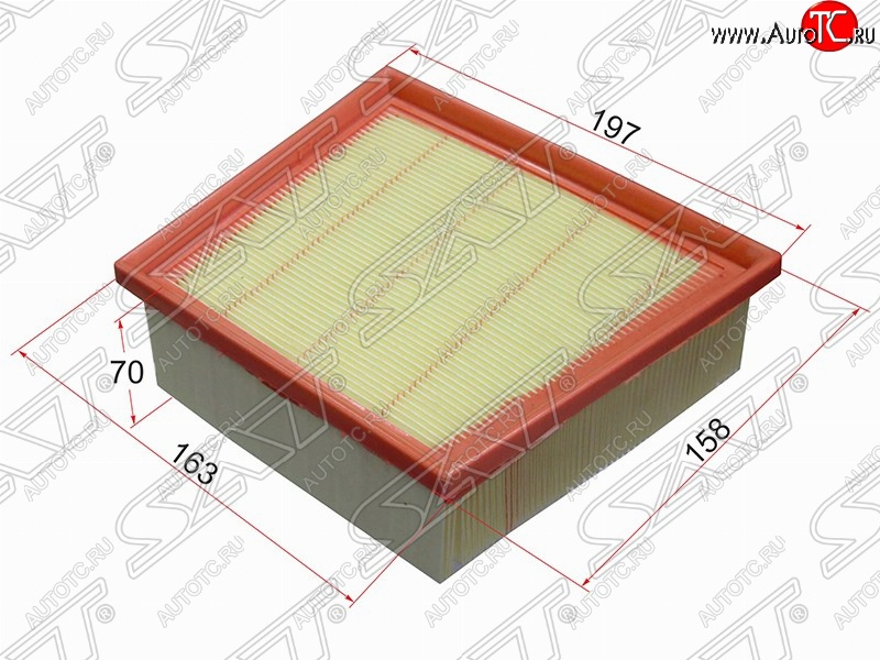 299 р. Фильтр воздушный двигателя SAT (197/163х158х70 mm)  Ford EcoSport ( B515) (2013-2019), Ford Fiesta  6 (2008-2019), Ford Fusion ( 2) (2013-2020), Mazda Demio  3 DE (2007-2014)  с доставкой в г. Воронеж