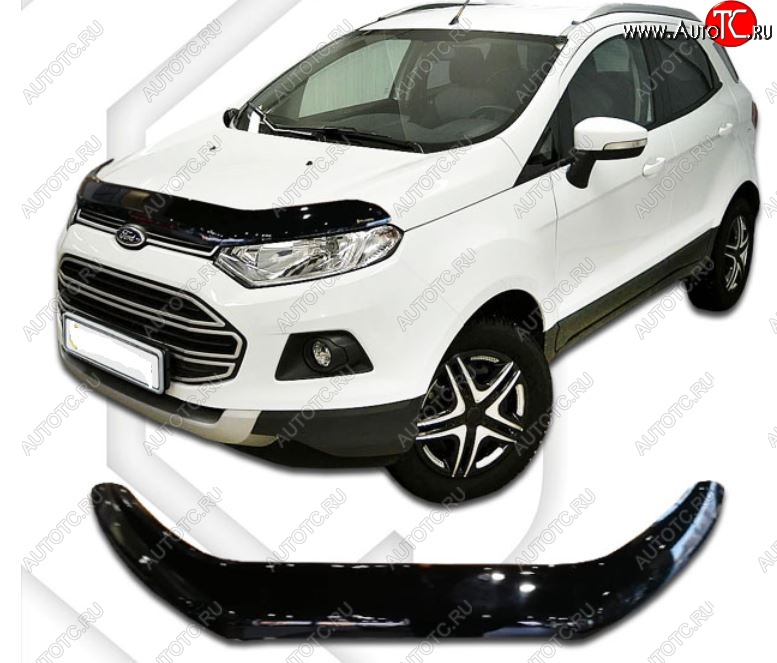 2 159 р. Дефлектор капота CA-Plastic Ford EcoSport B515 рестайлинг (2017-2019) (Classic черный, Без надписи)  с доставкой в г. Воронеж