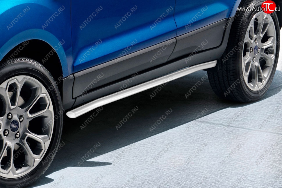 10 649 р. Защита порогов Slitkoff (d57 мм)  Ford EcoSport  B515 (2017-2019) рестайлинг (Сталь с полимерным покрытием. Цвет: серебристый)  с доставкой в г. Воронеж