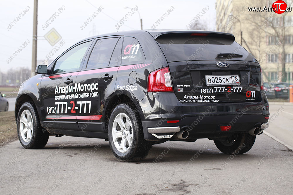 15 649 р. Защита заднего бампера уголки Souz-96 (нержавеющая сталь 76 мм)  Ford Edge  U387 (2011-2015) рестайлинг  с доставкой в г. Воронеж
