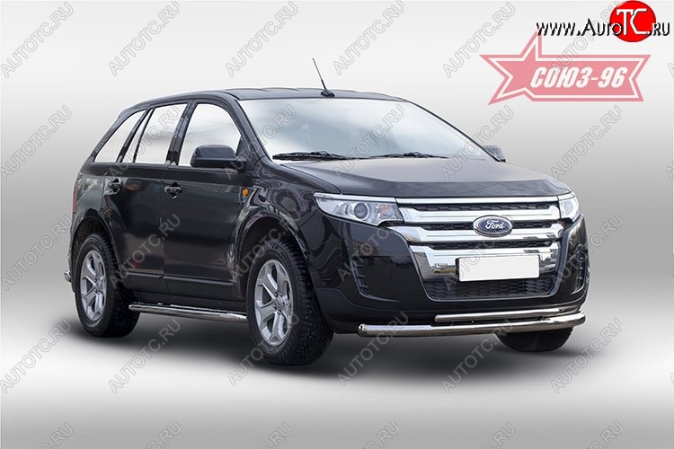 30 329 р. Защита переднего бампера двойная Souz-96 (d76/42) Ford Edge CD539 дорестайлинг (2015-2018)  с доставкой в г. Воронеж