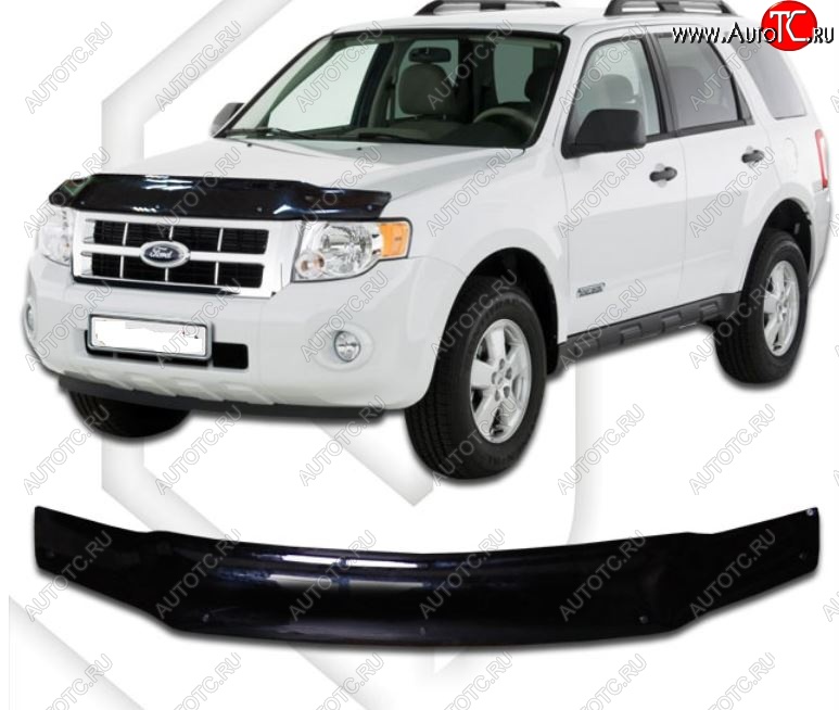 2 079 р. Дефлектор капота (USA) CA-Plastiс exclusive  Ford Escape  2 (2008-2012) (Classic черный, Без надписи)  с доставкой в г. Воронеж