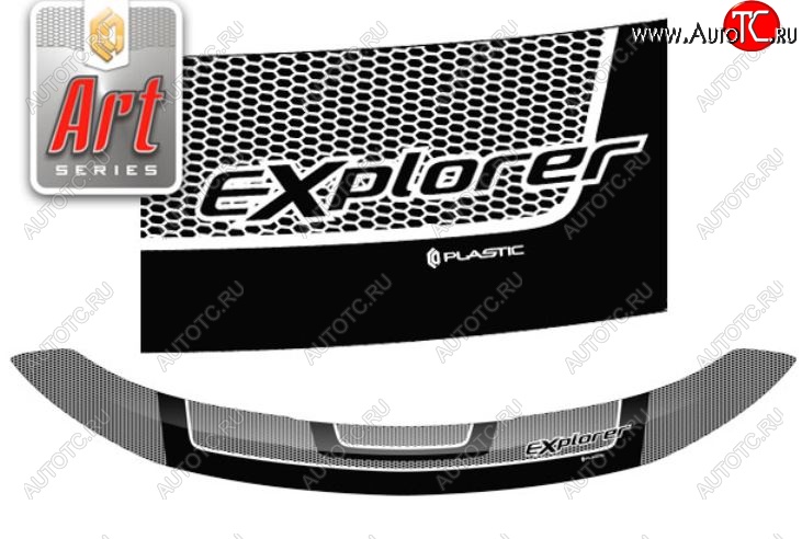 2 879 р. Дефлектор капота CA-Plastiс exclusive  Ford Explorer  U502 (2015-2019) 1-ый рестайлинг, 5 дв., 2-ой рестайлинг, 5 дв. (Серия Art белая)  с доставкой в г. Воронеж