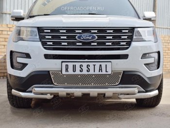 3 689 р. Решетка радиатора Russtal лист Ford Explorer U502 2-ой рестайлинг, 5 дв. (2017-2019) (Неокрашенная)  с доставкой в г. Воронеж. Увеличить фотографию 2
