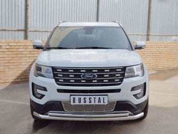 17 999 р. Защита переднего бампера (2 трубыØ63 и 42 мм, нержавейка) SLITKOFF Ford Explorer U502 2-ой рестайлинг, 5 дв. (2017-2019)  с доставкой в г. Воронеж. Увеличить фотографию 3