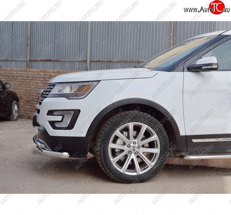 17 999 р. Защита переднего бампера (2 трубыØ63 и 42 мм, нержавейка) SLITKOFF Ford Explorer U502 2-ой рестайлинг, 5 дв. (2017-2019)  с доставкой в г. Воронеж