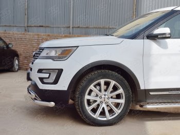 13 849 р. Защита переднего бампера (2 трубыØ63 и 75х42 мм, нержавейка) Russtal Ford Explorer U502 2-ой рестайлинг, 5 дв. (2017-2019)  с доставкой в г. Воронеж. Увеличить фотографию 4