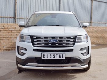 15 999 р. Защита переднего бампера (Ø63 секции, нержавейка) SLITKOFF Ford Explorer U502 2-ой рестайлинг, 5 дв. (2017-2019)  с доставкой в г. Воронеж. Увеличить фотографию 3