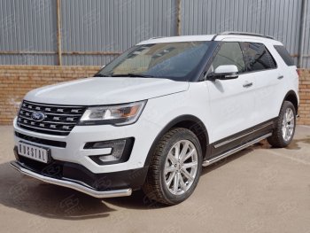 16 849 р. Защита переднего бампера (Ø63 мм волна, нержавейка) SLITKOFF Ford Explorer U502 2-ой рестайлинг, 5 дв. (2017-2019)  с доставкой в г. Воронеж. Увеличить фотографию 2