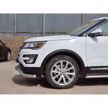 16 849 р. Защита переднего бампера (Ø63 мм волна, нержавейка) SLITKOFF Ford Explorer U502 2-ой рестайлинг, 5 дв. (2017-2019)  с доставкой в г. Воронеж. Увеличить фотографию 3