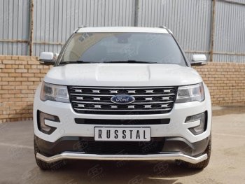 16 849 р. Защита переднего бампера (Ø63 мм волна, нержавейка) SLITKOFF Ford Explorer U502 2-ой рестайлинг, 5 дв. (2017-2019)  с доставкой в г. Воронеж. Увеличить фотографию 4