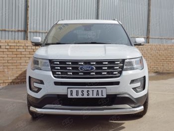 16 949 р. Одинарная защита переднего бампера диаметром 76 мм Ford Explorer U502 2-ой рестайлинг, 5 дв. (2017-2019)  с доставкой в г. Воронеж. Увеличить фотографию 4