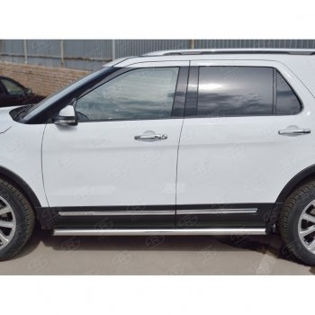 19 999 р. Защита порогов SLITKOFF из круглой трубы диаметром 63 мм SLITKOFF v1 Ford Explorer U502 2-ой рестайлинг, 5 дв. (2017-2019)  с доставкой в г. Воронеж. Увеличить фотографию 3