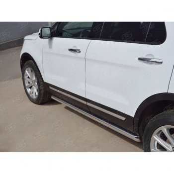 19 999 р. Защита порогов SLITKOFF из круглой трубы диаметром 63 мм SLITKOFF v1 Ford Explorer U502 2-ой рестайлинг, 5 дв. (2017-2019)  с доставкой в г. Воронеж. Увеличить фотографию 4