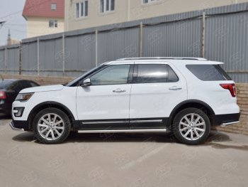 18 799 р. Защита порогов SLITKOFF из круглой трубы диаметром 63 мм SLITKOFF v2  Ford Explorer  U502 (2015-2019) 1-ый рестайлинг, 5 дв., 2-ой рестайлинг, 5 дв.  с доставкой в г. Воронеж. Увеличить фотографию 2