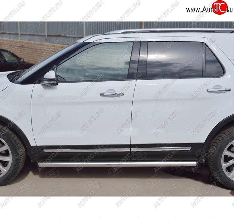 18 799 р. Защита порогов SLITKOFF из круглой трубы диаметром 63 мм SLITKOFF v2  Ford Explorer  U502 (2015-2019) 1-ый рестайлинг, 5 дв., 2-ой рестайлинг, 5 дв.  с доставкой в г. Воронеж