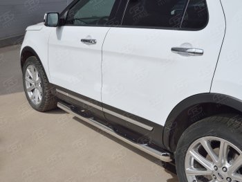 24 549 р. Защита порогов из трубы d76 мм с пластиковыми вставками для ног SLITKOFF v1  Ford Explorer  U502 (2015-2019) 1-ый рестайлинг, 5 дв., 2-ой рестайлинг, 5 дв.  с доставкой в г. Воронеж. Увеличить фотографию 3