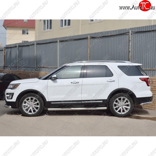 24 549 р. Защита порогов из трубы d76 мм с пластиковыми вставками для ног SLITKOFF v3  Ford Explorer  U502 (2015-2019) 1-ый рестайлинг, 5 дв., 2-ой рестайлинг, 5 дв.  с доставкой в г. Воронеж