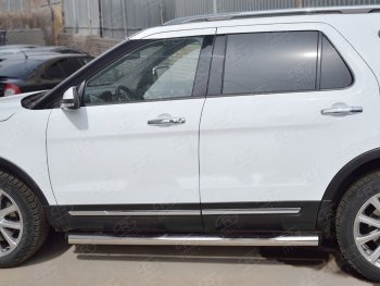 22 549 р. Защита порогов из трубы d76 мм с пластиковыми вставками для ног SLITKOFF v2  Ford Explorer  U502 (2015-2019) 1-ый рестайлинг, 5 дв., 2-ой рестайлинг, 5 дв.  с доставкой в г. Воронеж. Увеличить фотографию 3