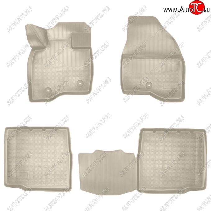 3 199 р. Коврики салонные Noplast (3D, 5 мест)  Ford Explorer  U502 (2017-2019) 2-ой рестайлинг, 5 дв. (Бежевые)  с доставкой в г. Воронеж