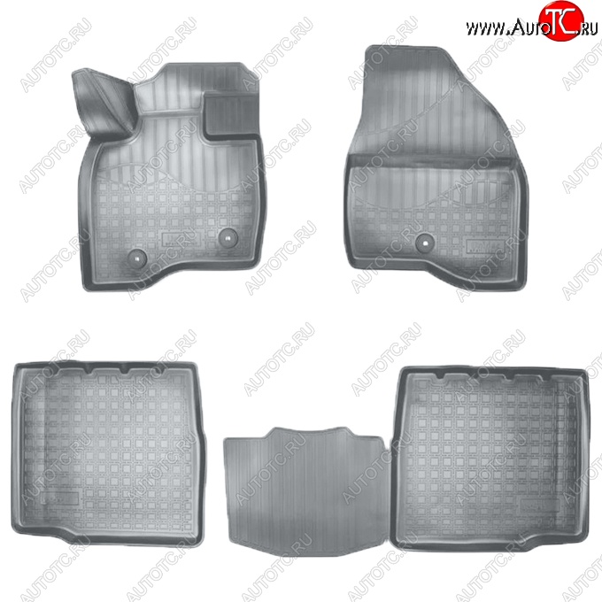 3 199 р. Коврики салонные Noplast (3D, 5 мест)  Ford Explorer  U502 (2017-2019) 2-ой рестайлинг, 5 дв. (Серые)  с доставкой в г. Воронеж