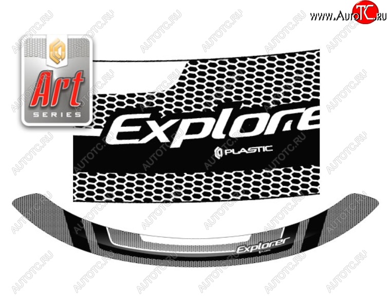 2 299 р. Дефлектор капота CA-Plastiс  Ford Explorer  U502 (2010-2016) дорестайлинг (Серия Art белая)  с доставкой в г. Воронеж