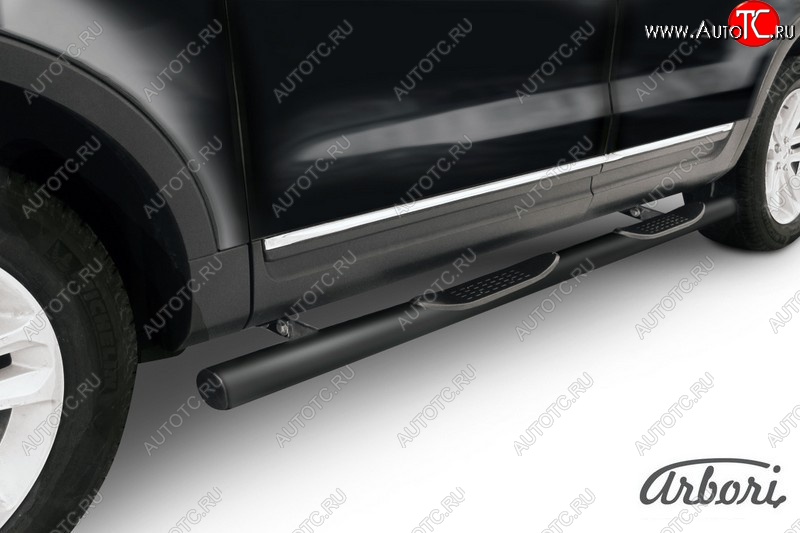 13 679 р. Защита штатных порогов Arbori (черная, d76 mm).  Ford Explorer  U502 (2010-2016) дорестайлинг  с доставкой в г. Воронеж