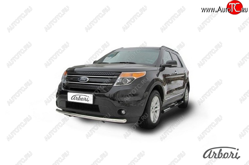 17 189 р. Защита переднего бампера Arbori (нержавейка, 1 труба d76 mm)  Ford Explorer  U502 (2010-2016) дорестайлинг  с доставкой в г. Воронеж