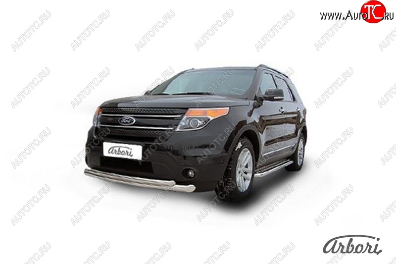 16 559 р. Защита переднего бампера Arbori (нержавейка, 2 трубы d57 и 57 mm)  Ford Explorer  U502 (2010-2016) дорестайлинг  с доставкой в г. Воронеж