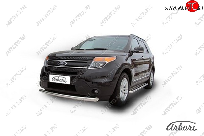 16 379 р. Защита переднего бампера Arbori (нержавейка, 1 труба d76 mm)  Ford Explorer  U502 (2010-2016) дорестайлинг  с доставкой в г. Воронеж