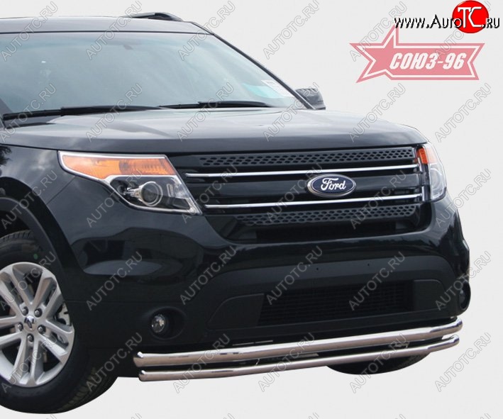 26 684 р. Защита переднего бампера двойная Souz-96 (d460/42)  Ford Explorer  U502 (2010-2016) дорестайлинг  с доставкой в г. Воронеж