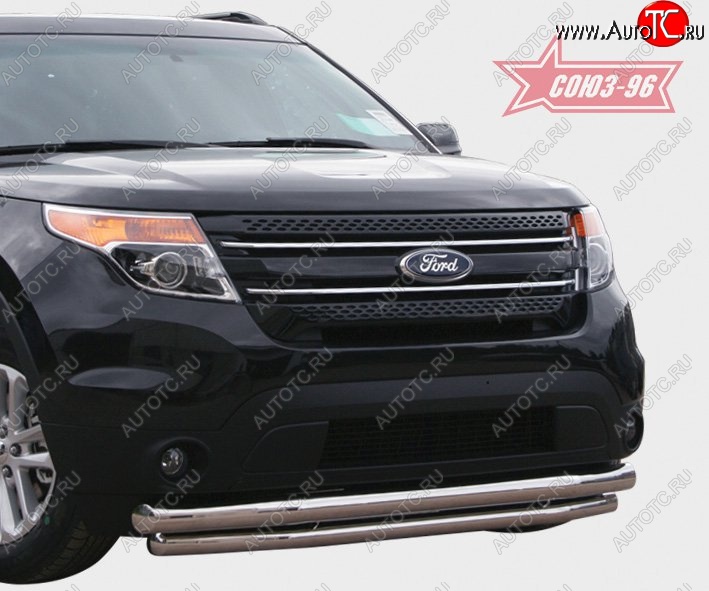 32 624 р. Защита переднего бампера двойная Souz-96 (d76/60)  Ford Explorer  U502 (2010-2016) дорестайлинг  с доставкой в г. Воронеж
