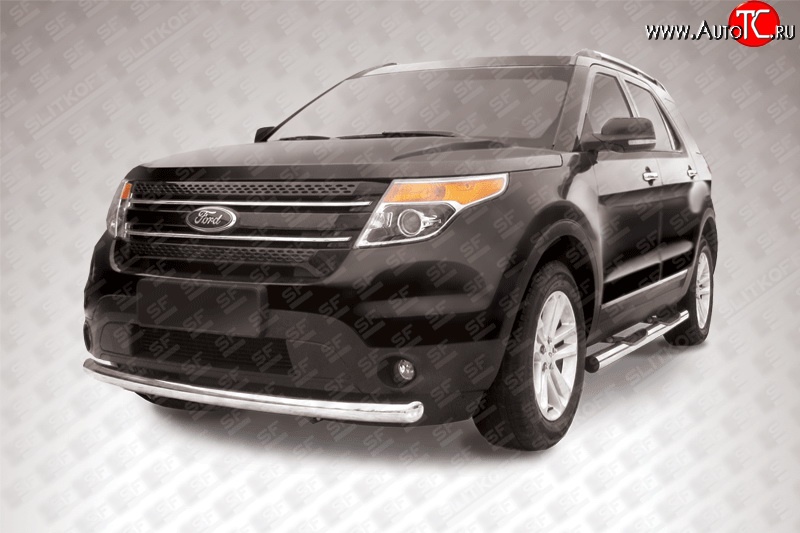 16 749 р. Одинарная защита переднего бампера диаметром 76 мм Slitkoff  Ford Explorer  U502 (2010-2016) дорестайлинг (Нержавейка, Полированная)  с доставкой в г. Воронеж