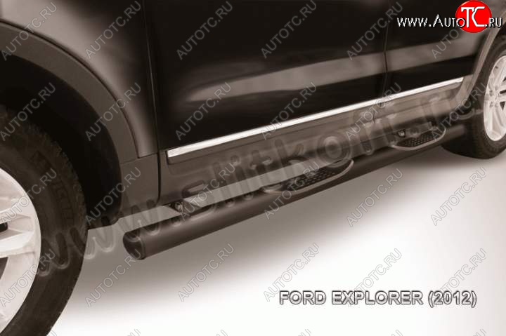 16 949 р. Защита порогов d76 Slitkoff (с поступью) Ford Explorer U502 дорестайлинг (2010-2016) (Цвет: серебристый)  с доставкой в г. Воронеж