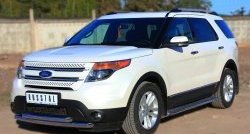 24 649 р. Широкая защита порогов SLITKOFF  Ford Explorer  U502 (2010-2016) дорестайлинг  с доставкой в г. Воронеж. Увеличить фотографию 4