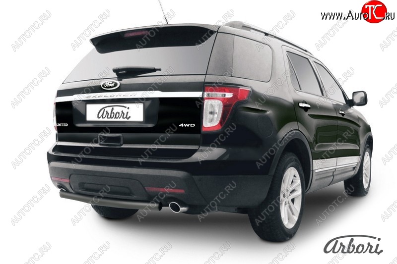 5 561 р. Защита заднего бампера Arbori (черная, 1 труба d57 mm).  Ford Explorer  U502 (2010-2016) дорестайлинг  с доставкой в г. Воронеж