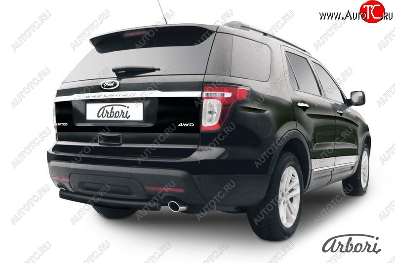 6 569 р. Защита заднего бампера Arbori (черная, 1 труба d76 mm).  Ford Explorer  U502 (2010-2016) дорестайлинг  с доставкой в г. Воронеж