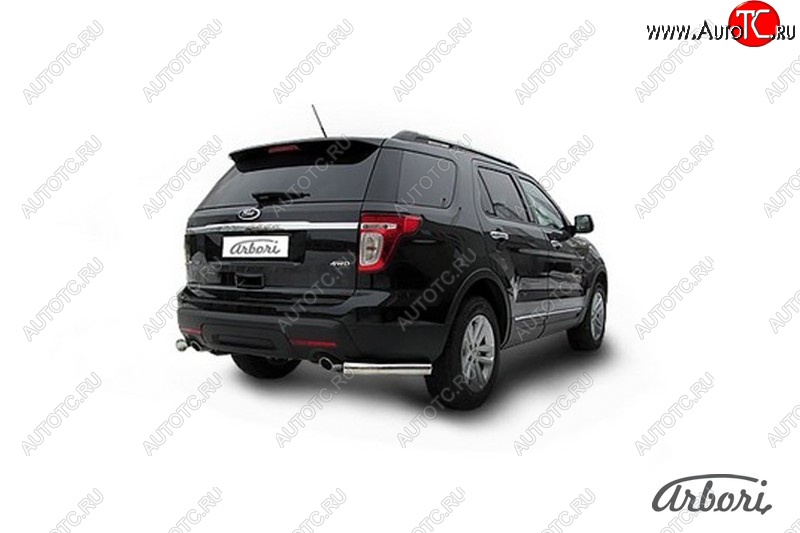 16 109 р. Защита заднего бампера Arbori (уголки, нержавейка, 1 труба d76 mm).  Ford Explorer  U502 (2010-2016) дорестайлинг  с доставкой в г. Воронеж