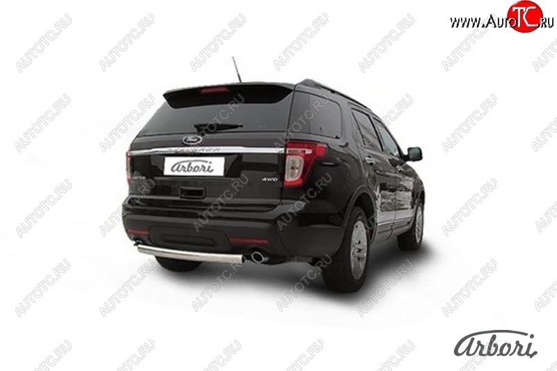 12 509 р. Защита заднего бампера Arbori (нержавейка, 1 труба d76 mm).  Ford Explorer  U502 (2010-2016) дорестайлинг  с доставкой в г. Воронеж
