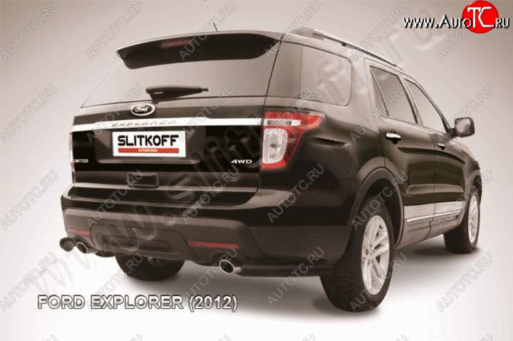 8 849 р. Защита заднего бампера из уголков d76 Slitkoff  Ford Explorer  U502 (2010-2016) дорестайлинг (Цвет: серебристый)  с доставкой в г. Воронеж