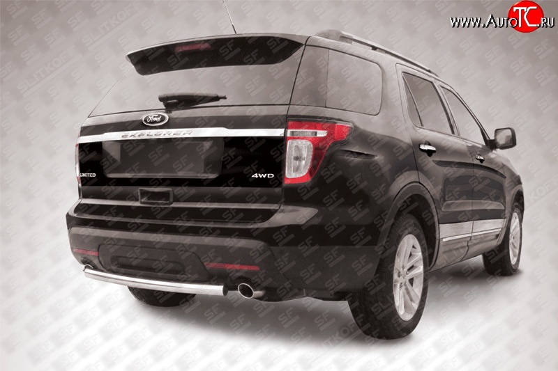 10 649 р. Защита заднего бампера из короткой трубы диаметром 57 мм Slitkoff  Ford Explorer  U502 (2010-2016) дорестайлинг (Нержавейка, Полированная)  с доставкой в г. Воронеж