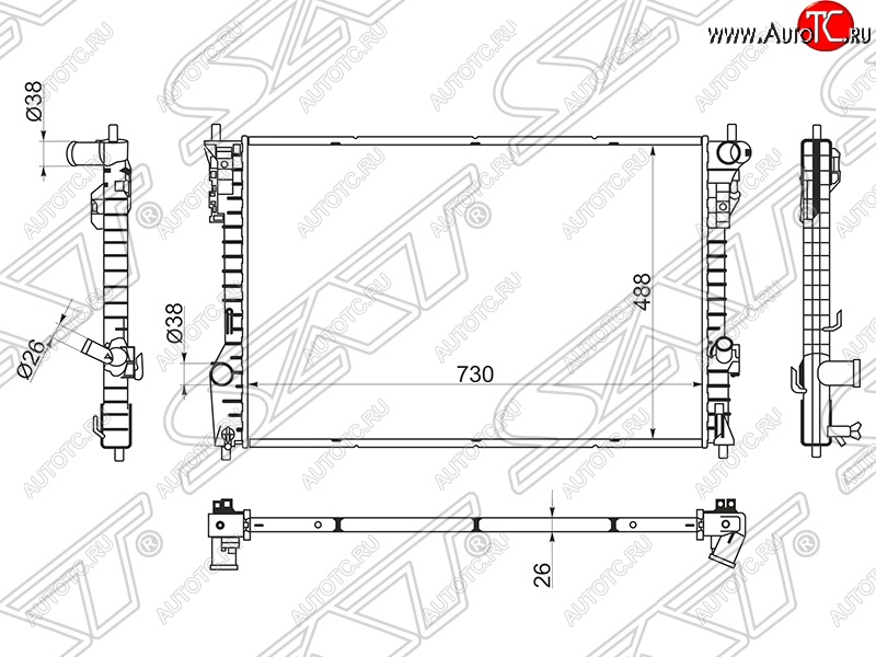 6 399 р. Радиатор двигателя SAT (пластинчатый, МКПП/АКПП) Ford Explorer U502 дорестайлинг (2010-2016)  с доставкой в г. Воронеж