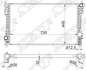 Радиатор двигателя SAT (пластинчатый, МКПП/АКПП) Ford Explorer  U502 (2010-2016) дорестайлинг
