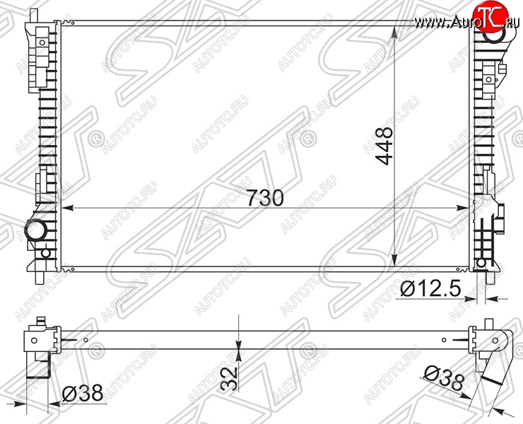 7 999 р. Радиатор двигателя SAT (пластинчатый, МКПП/АКПП)  Ford Explorer  U502 (2010-2016) дорестайлинг  с доставкой в г. Воронеж