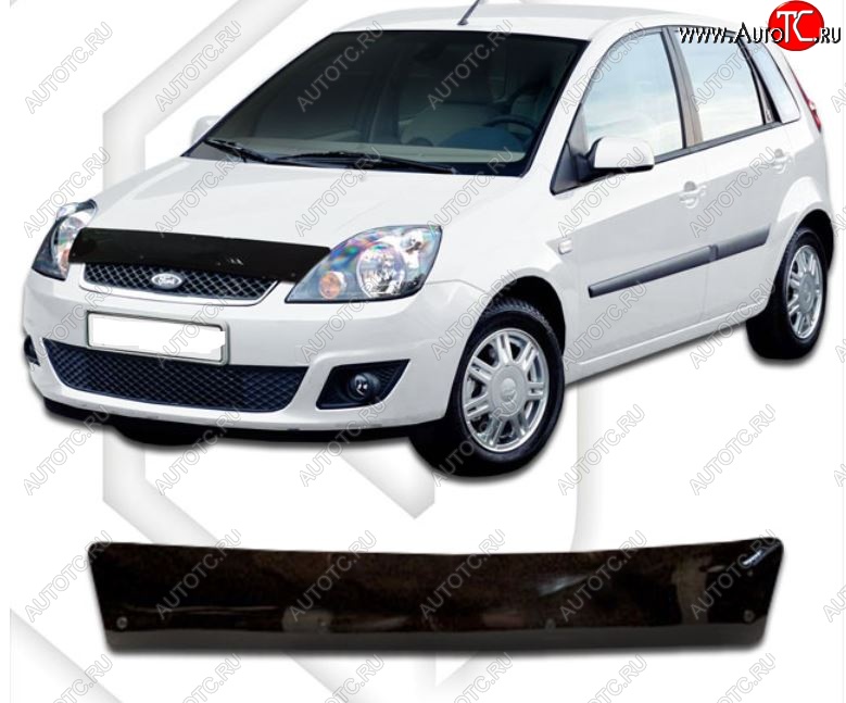 1 839 р. Дефлектор капота CA-Plastiс  Ford Fiesta  5 (2001-2008) хэтчбэк 5 дв. дорестайлинг, хэтчбэк 5 дв. рестайлинг (Classic черный, Без надписи)  с доставкой в г. Воронеж